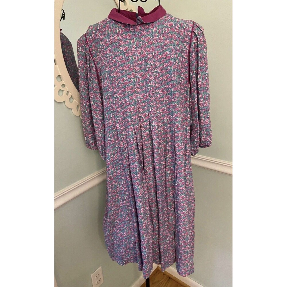 Jane Schaffhausen Belle France‎ 14 Garden  Floral Dress S/S Cottagecore Fem Vtg